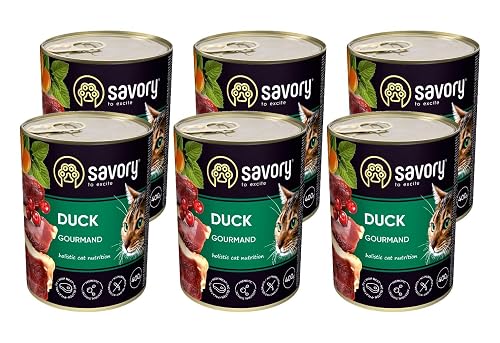 Savory - Comida húmeda para Gatos - Comida húmeda para Gatos - para Gato Adulto - Pato
