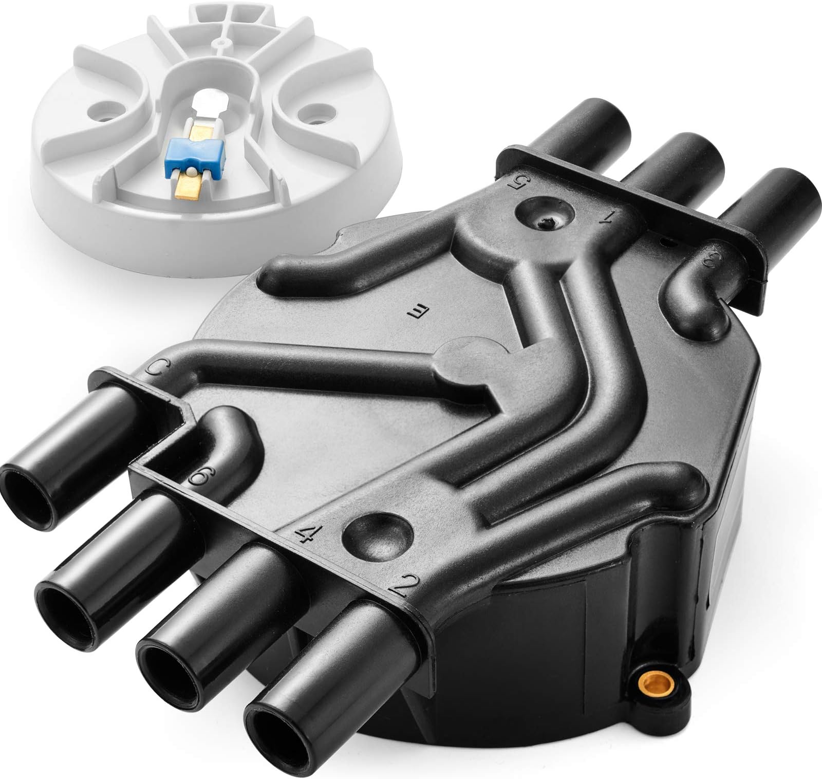 Bravex Ignition Distributor Cap and Rotor Kit fits Chevy Express 1500 GMC Jimmy Olds 96-07 4.3L V6 D328A 10452458 DR475 Brass Terminals