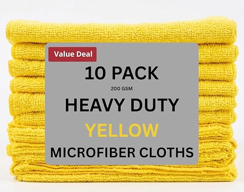 Yellow Microfibre Cleaning Cloths, Pack of 10