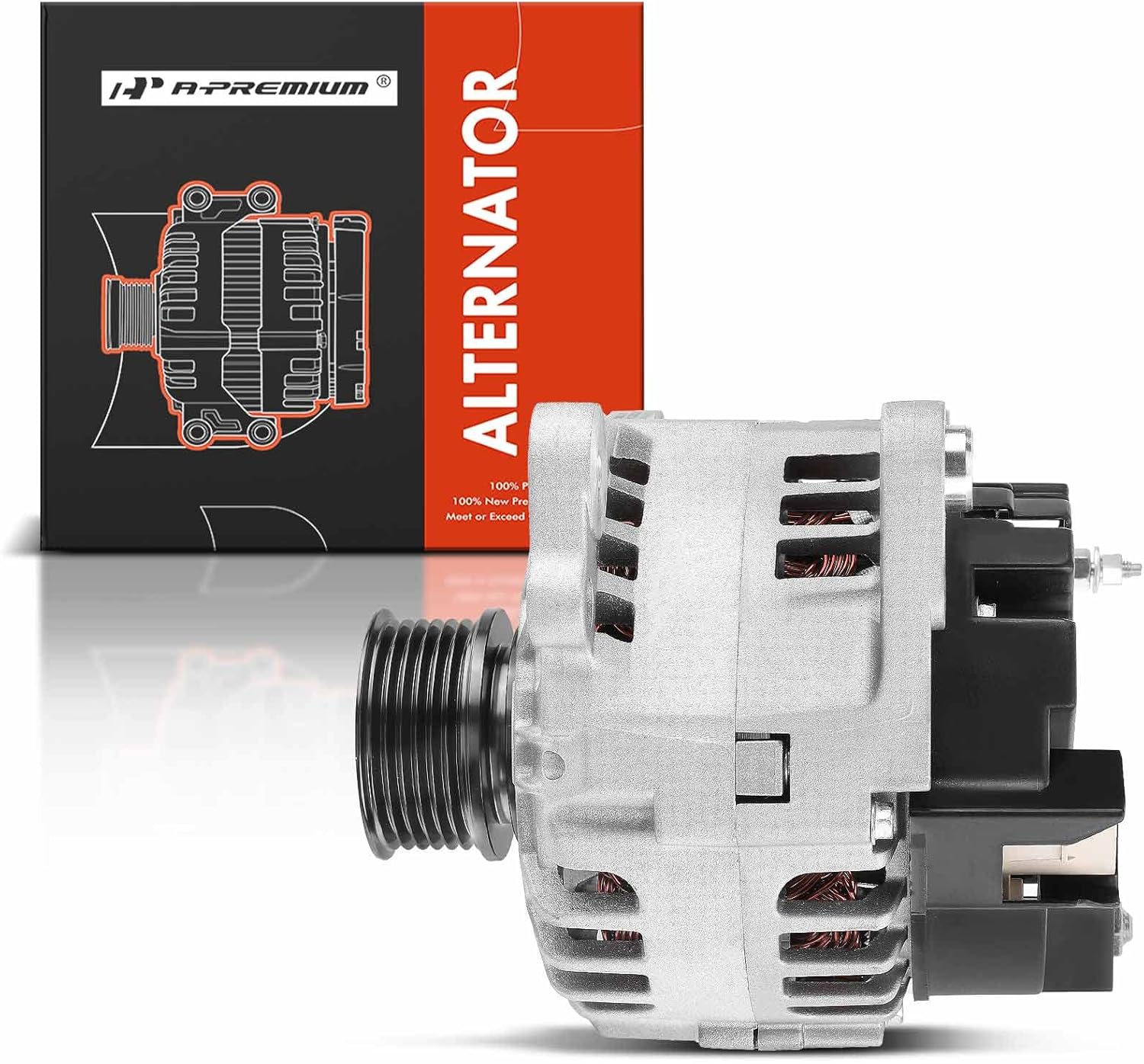 A-Premium Alternator Compatible with Volkswagen Jetta 2002-2005 L4 1.8L 2.0L, Beetle 2002-2005 L4 1.8L, Golf 2002-2006 L4 1.8L 2.0L, 12V 90A CW 6-Groove Pulley, Replace# 038903024E, 06B903018H