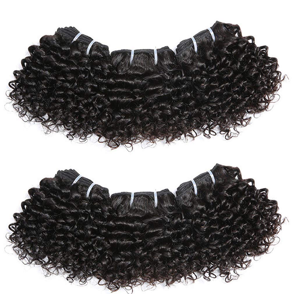 Peruvian Virgin Hair Deep Wave Human Hair Weave Bundles 6 Pieces 6 Inch Weave with 1 Small Closure Light Brown Color 238 Grams