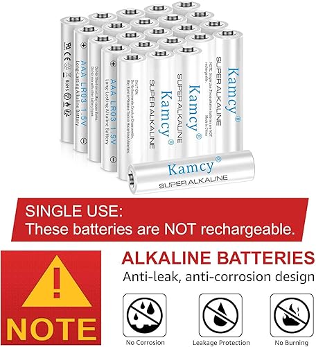 Miniatura 7 de KAMCY Pilas alcalinas AAA, paquete de 24 pilas AAA triples AAA de 1.5 V de larga duración, alto rendimiento, diseño a prueba de fugas, batería de un
