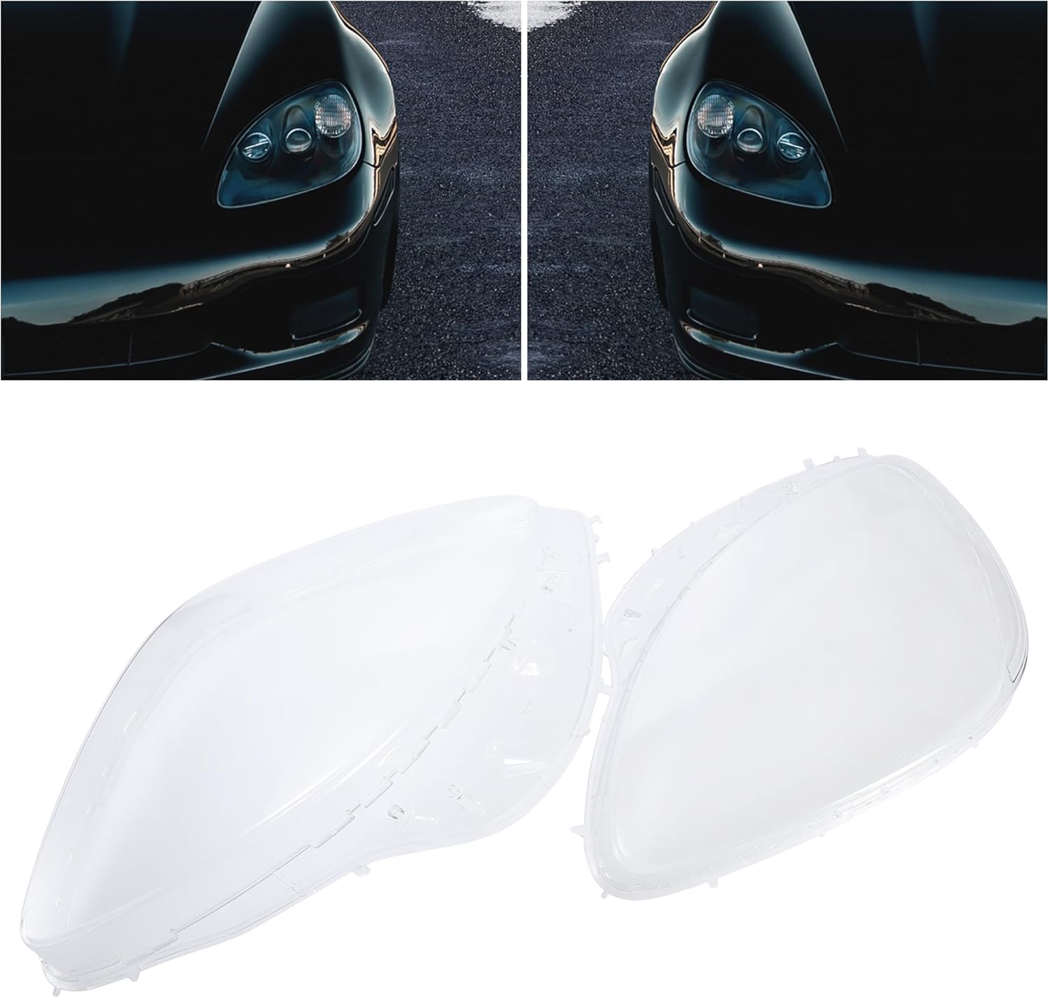 X AUTOHAUX 1 Set Headlight Headlamp Lens Cover with Trim Gaskets Seal for Chevy Corvette C6 2005-2013 20936417 20936418 20936419 25785290 25785289