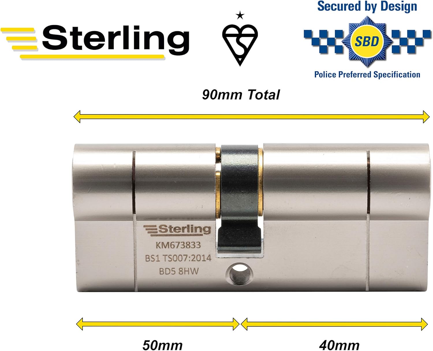 Sterling 45mm x 50mm (95mm) TS007 BS1 1 Star Police Approved Secured by Design Euro Door Cylinder, Satin Nickel - Image 5