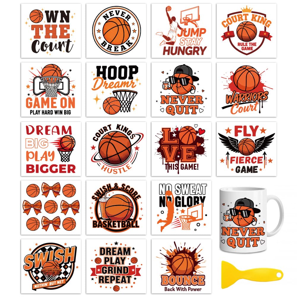 Peacoblue Basketball Rub On Transfers for Craft, Transfer Sticker