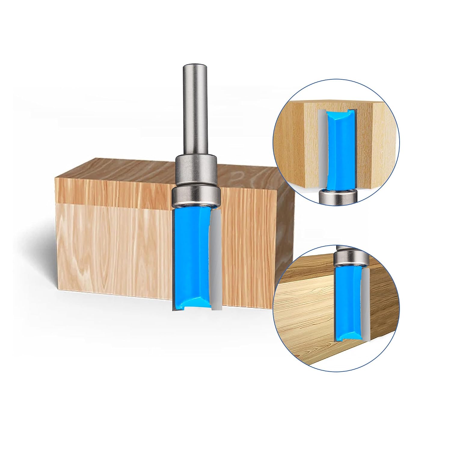 HUHAO Pattern Flush Trim Router Bit 1/4 Inch Shank, Top Bearing Flush Cut Trim Router Bit for Woodworking, Cutting Diameter:1/2", Cutting Length: 1"