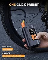 Vista 2 de Electric Bike Pump, 160PSI Mini Bike Tire Pump, 4X Fast Bicycle Pump with Digital Pressure Gauge, Bike Air Pump for Mountain Bike, Moto, Car and