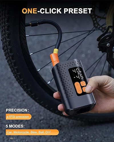 Miniatura 2 de Electric Bike Pump, 160PSI Mini Bike Tire Pump, 4X Fast Bicycle Pump with Digital Pressure Gauge, Bike Air Pump for Mountain Bike, Moto, Car and