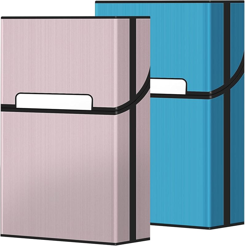 Magnetic Cigarette Case (2 Pack), Daily Pre Roll Cone Holder Case | 85mm Regular Size, Large 20 Capacity, Aluminum Shell and Plastic Liner, Portable Storage Box, Outdoor Smoking Accessories