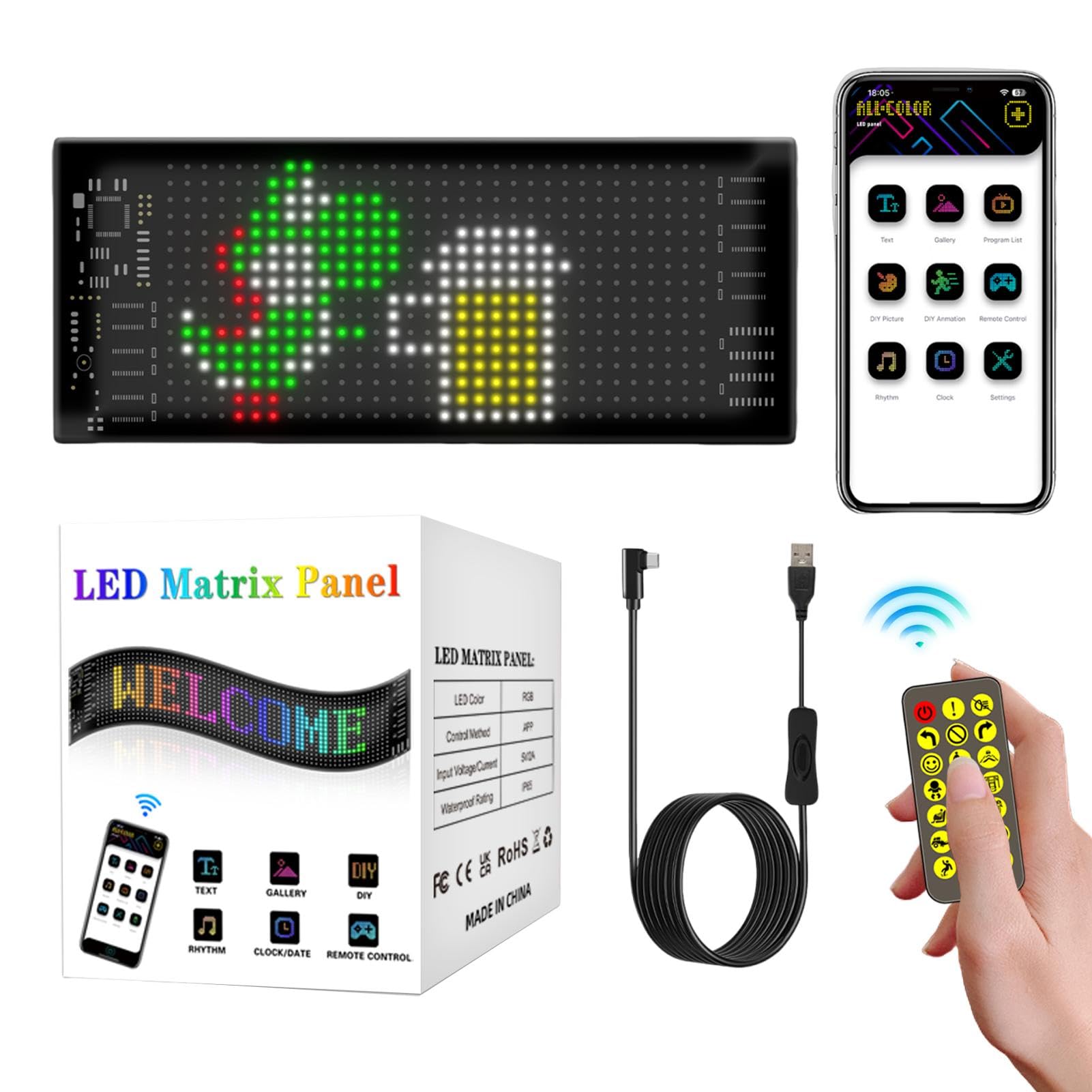 Pantalla LED flexible de 7x3 pulgadas y panel programable para coche con control por App 8