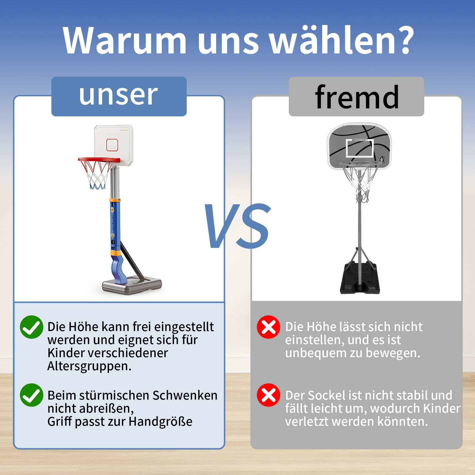 Kinder Basketballkorb mit Ständer - Höhenverstellbar von 75 bis 138cm, Tragbarer Indoor Outdoor Basketballkorb für Jungen Mädchen ab 3 Jahren - Gartenspielzeug & Spielzeug ab 3 4 5 Jahre