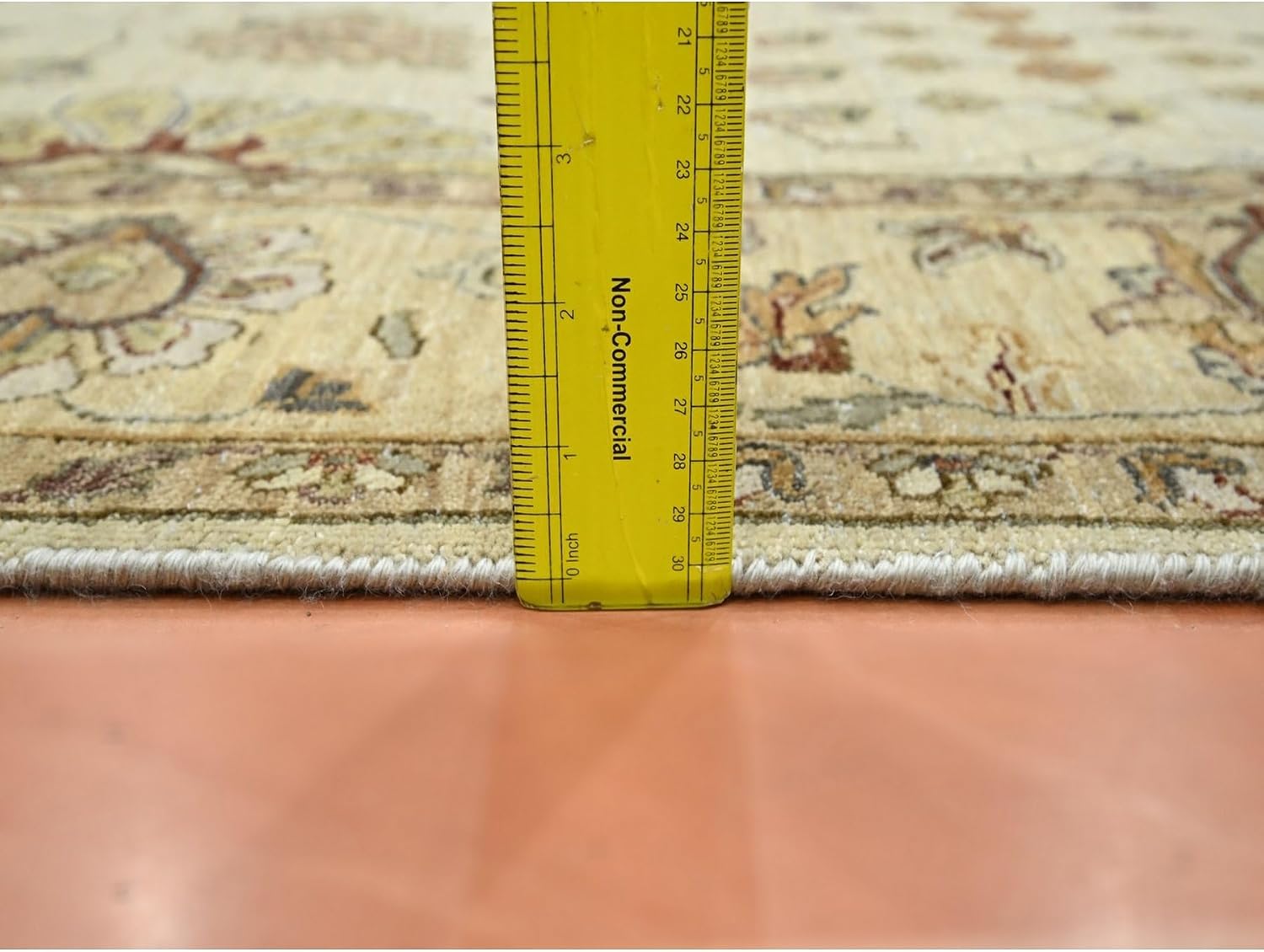 Hand Knotted Oriental Rug, Ivory, Pure Wool, 5'5"x8'4", Agra Ziegler Design with All Over Leaf Pattern