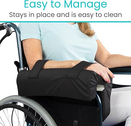 Miniatura 7 de Vive Comedero de apoyo lateral para silla de ruedas (1 unidad) - Cojín para reposabrazos - Accesorio de almohada para reposabrazos y codos para