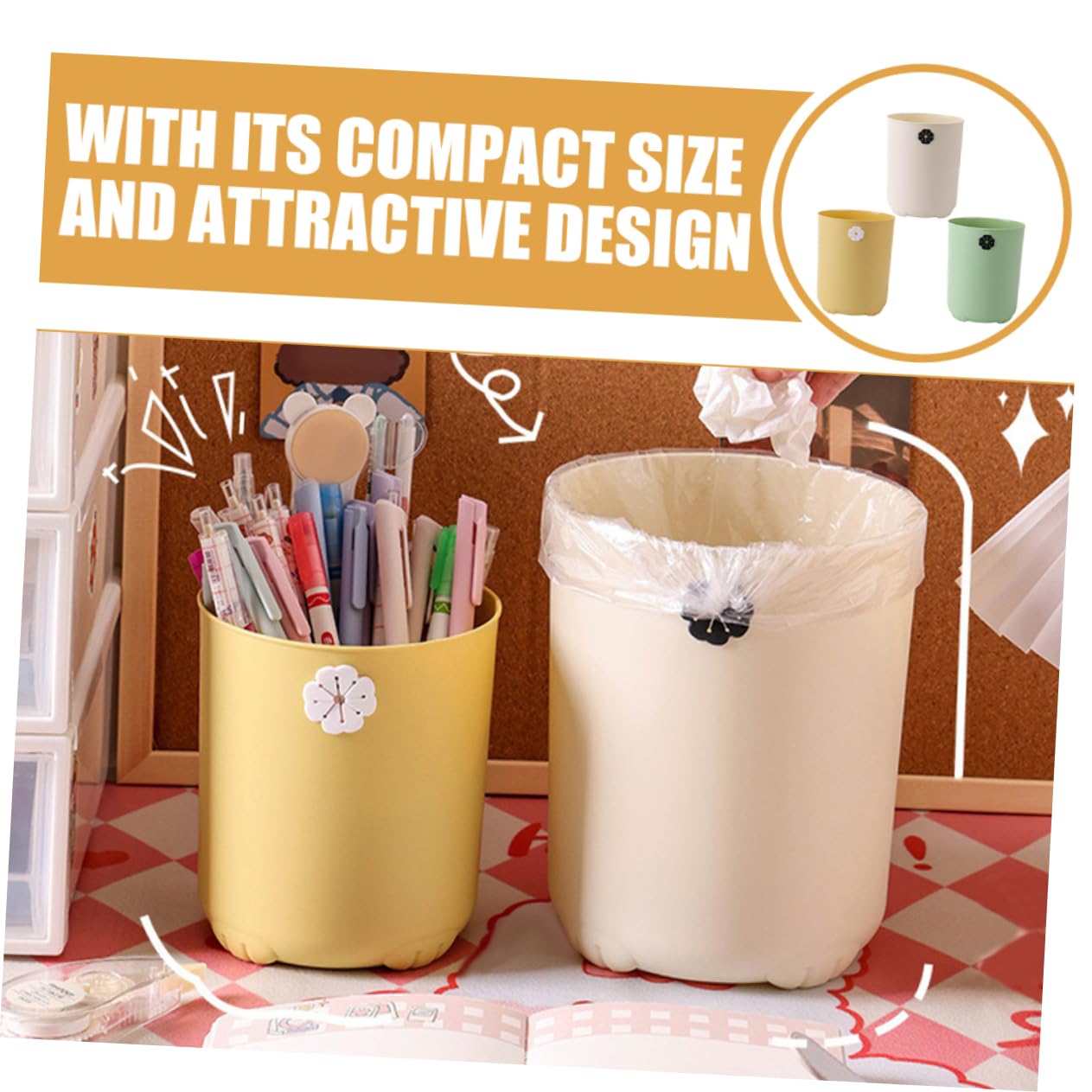 OKUMEYR 2 Cestini Da Tavolo Con Coperchio - Piccoli Porta Rifiuti Per Ufficio O Casa - Foto 14