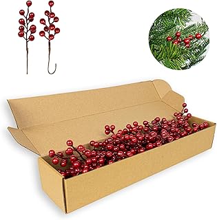 J'FLORU 50 Pack Christmas Tree Decorations 6.5 Inch Artificial Berry Ste...