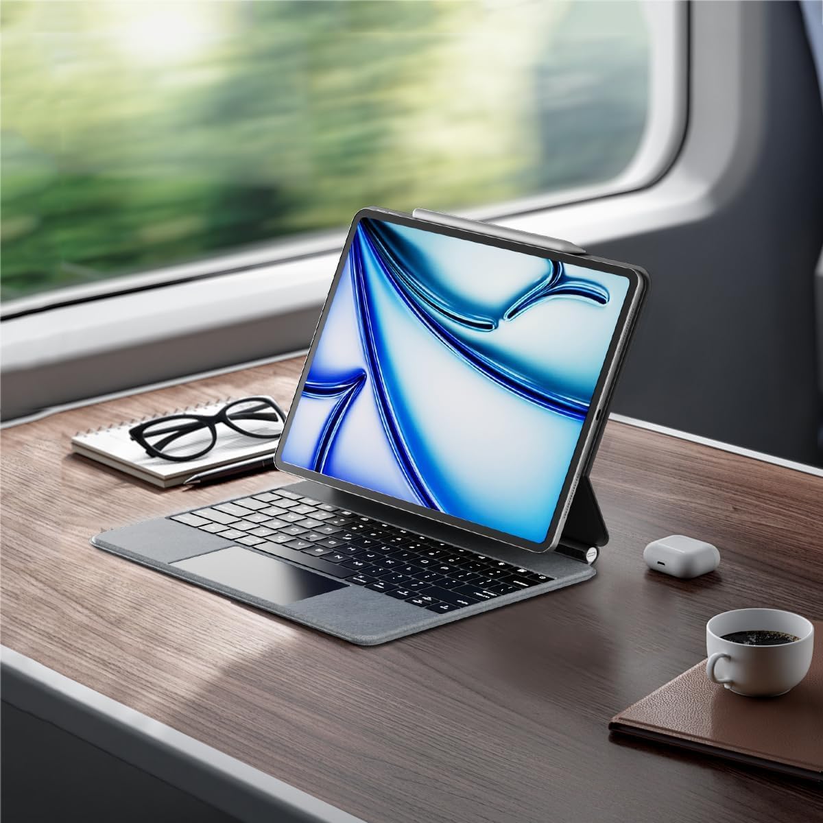 iPad securely placed in the keyboard case, ready for use.