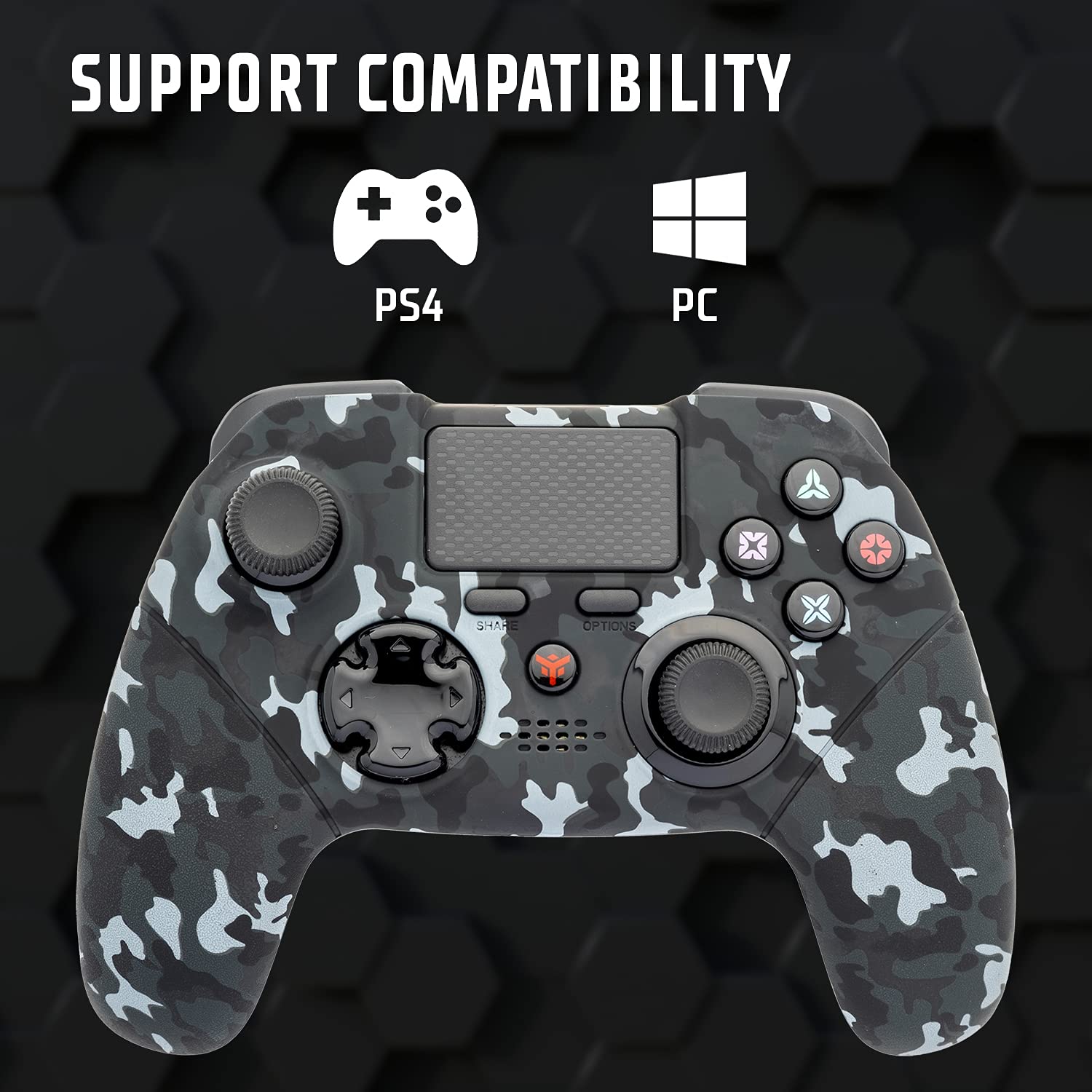 Itek - EVOCON ADV B01 - Controller wireless ergonomico con sensore di movimento Axis6 e Dual Shock. Tasti Programmabili e Touchpad. Bluetooth. Compatibile con PS4, PC e laptop