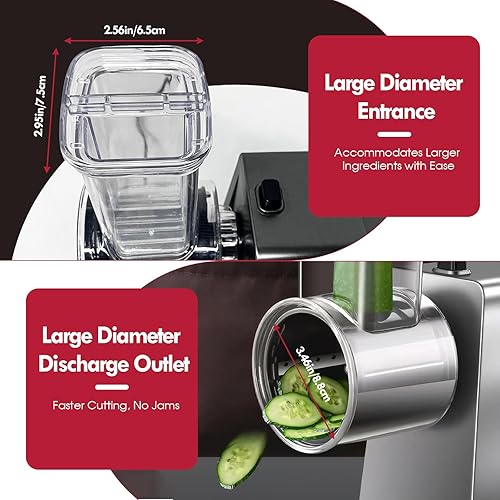 Miniatura 4 de Rallador eléctrico de queso, rallador de queso eléctrico para queso de bloque con 7 formas diferentes de cuchillas, triturador de queso eléctrico de