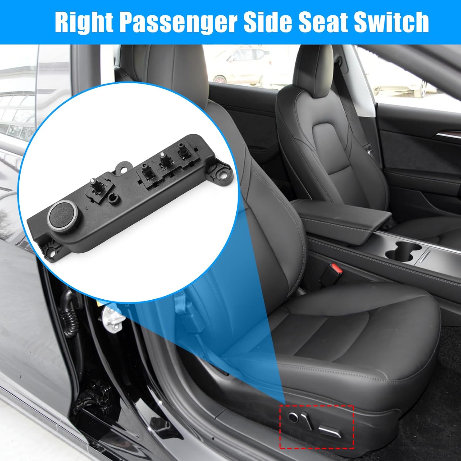 Jaronx Compatible with Tesla Model 3 Model Y Power Seat Control Switch, Right Passenger Seat Adjust Switch Control Replacement for Tesla 3/Y 2017-2024, Replace for 1098530(Right)