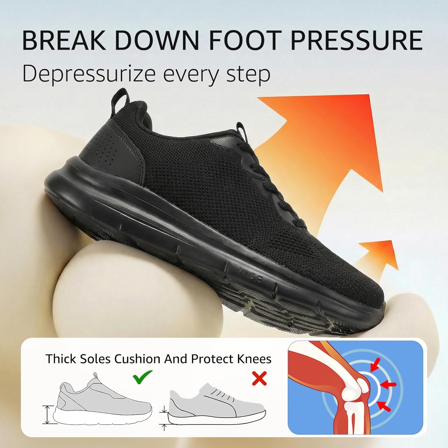 Walking Shoes Women Non-Slip Orthopedic Swollen Feet Arch Support Plantar Fasciitis Bunions Diabetic Running Sneakers Work Comfortable Breathable Soft Lightweight Outdoor