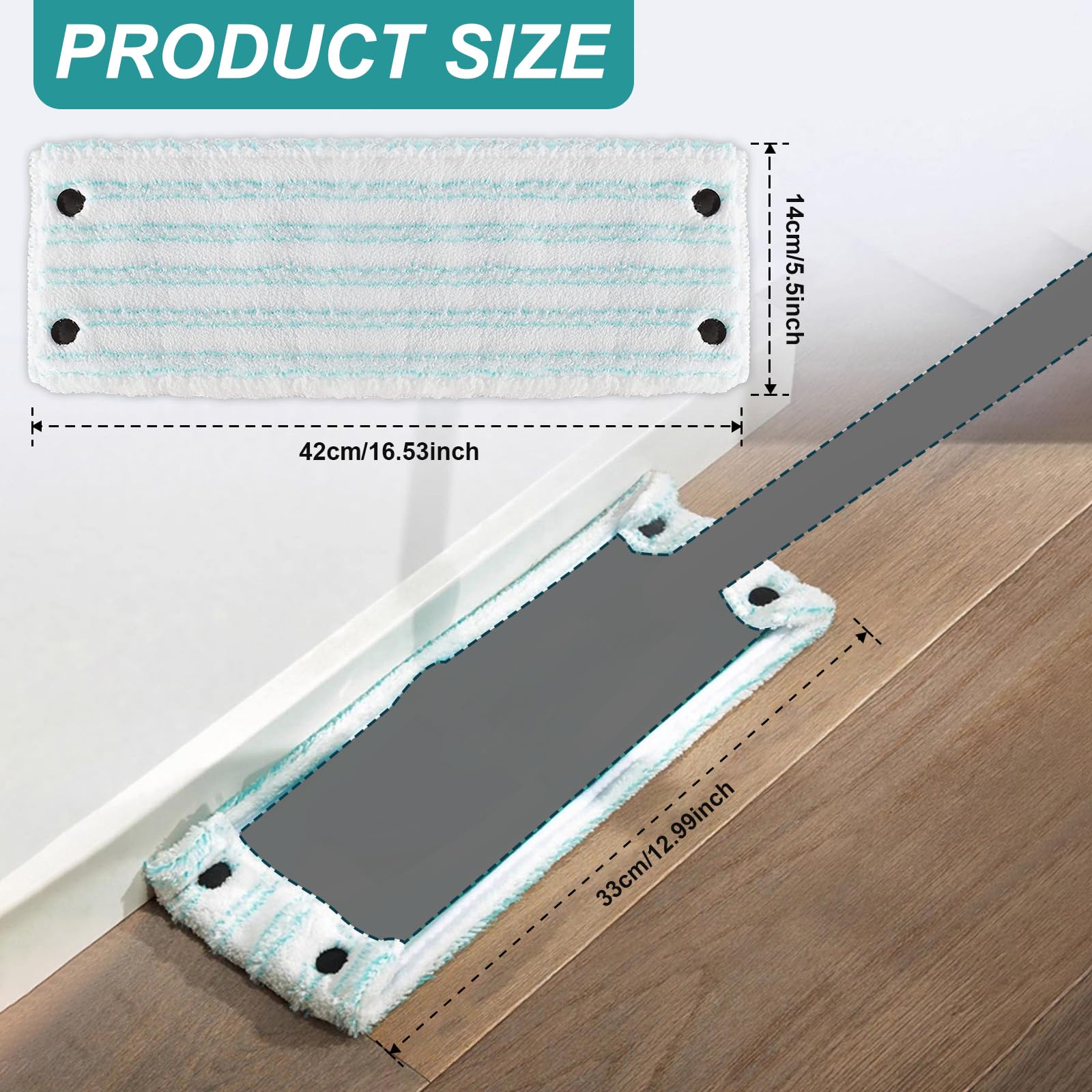 4 Panni Microfibra Per Mop - Lavabili, Riutilizzabili, Per Pavimenti Legno, Marmo, Piastrelle - Foto 6