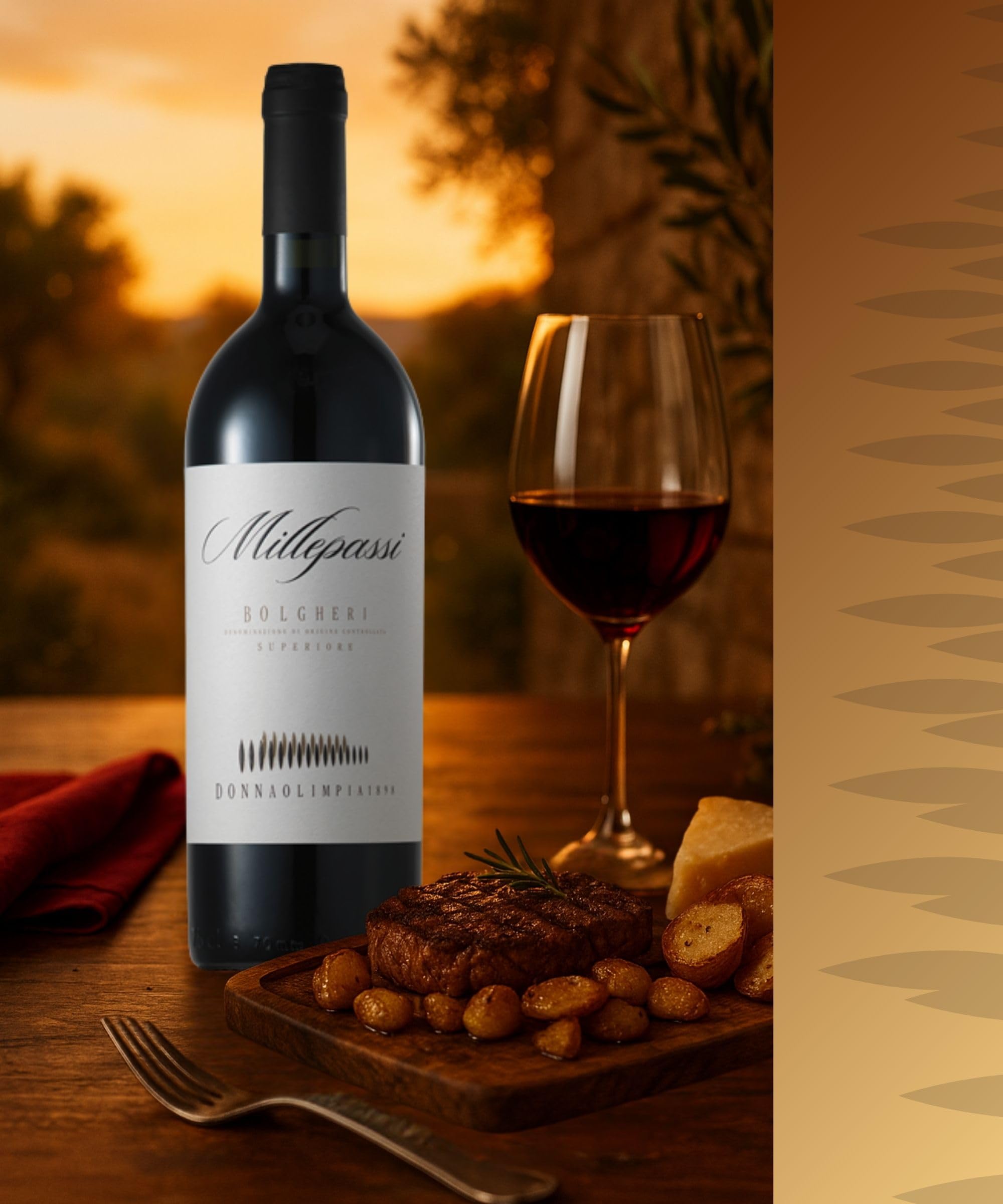 Donna Olimpia 1898 Millepassi 2020 Cassa Legno Bolgheri Superiore DOC - Cabernet Sauvignon, Merlot, Petit Verdot, affinamento in barrique, vino rosso toscano di alta qualità, 0.75L