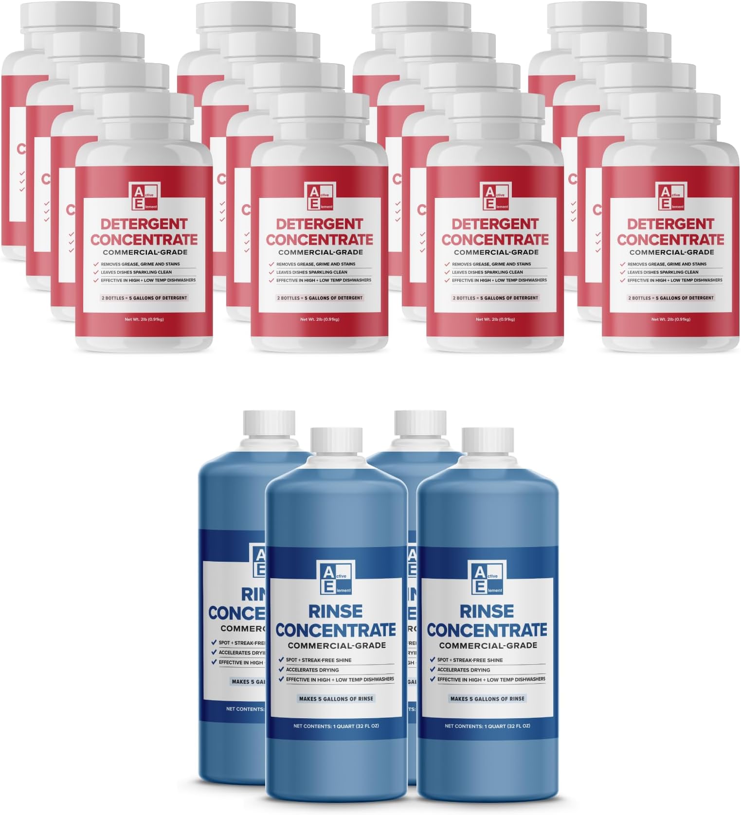 High Temp Combo Pack, Commercial Grade (8-detergent, 4-rinse)