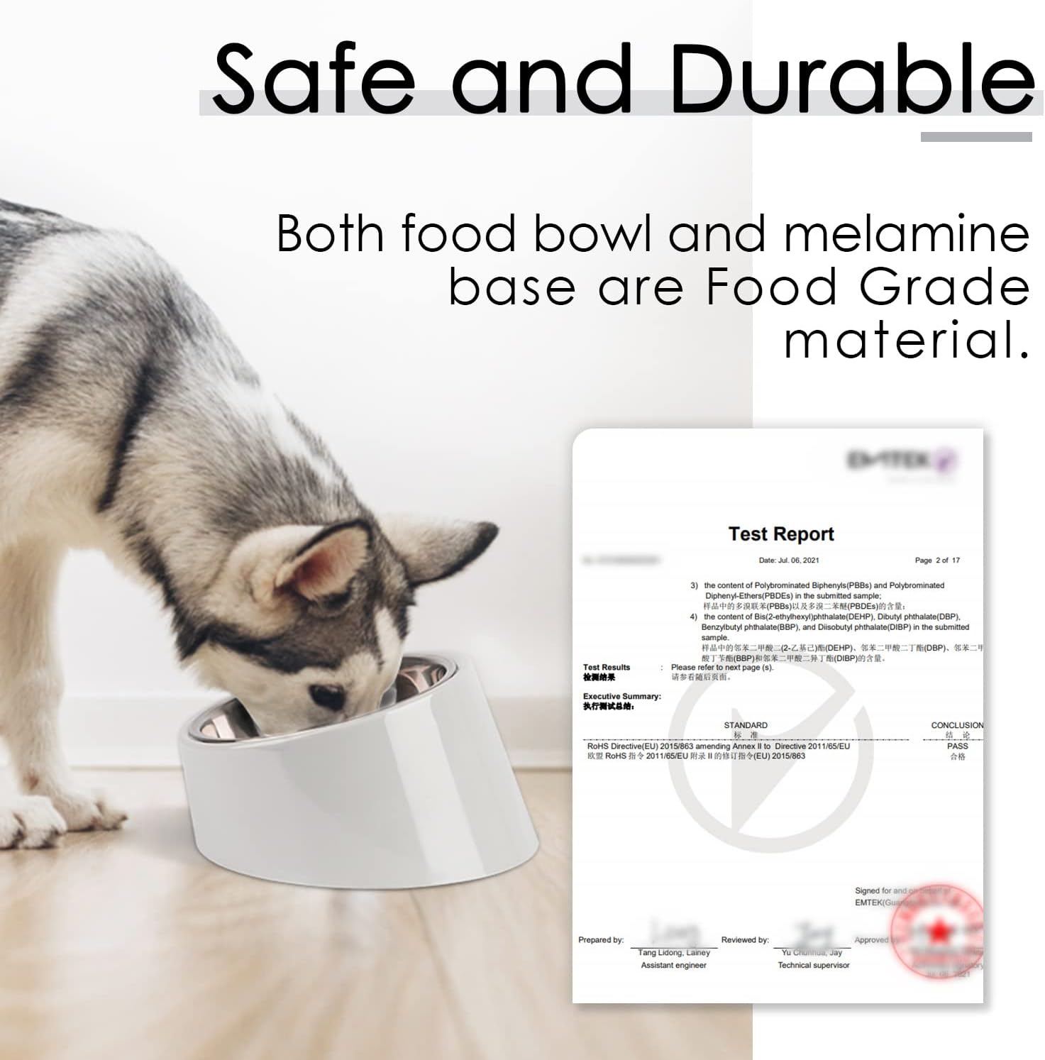SuperDesign Mess Free 15° Slanted Bowl for Dogs and Cats, Tilted Angle Bulldog Bowl Dog Feeder, Non-Skid & Non-Spill, Easier to Reach Food M/1 Cup Gray