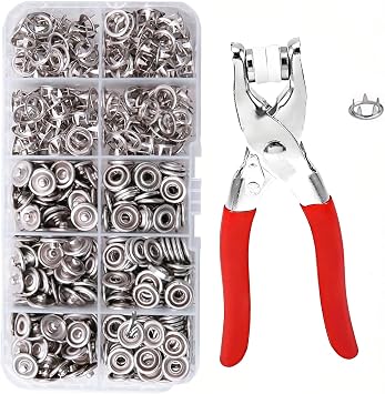 100 Sets Metal Snap Fasteners Kit with Fastener Pliers Press ToolSilver