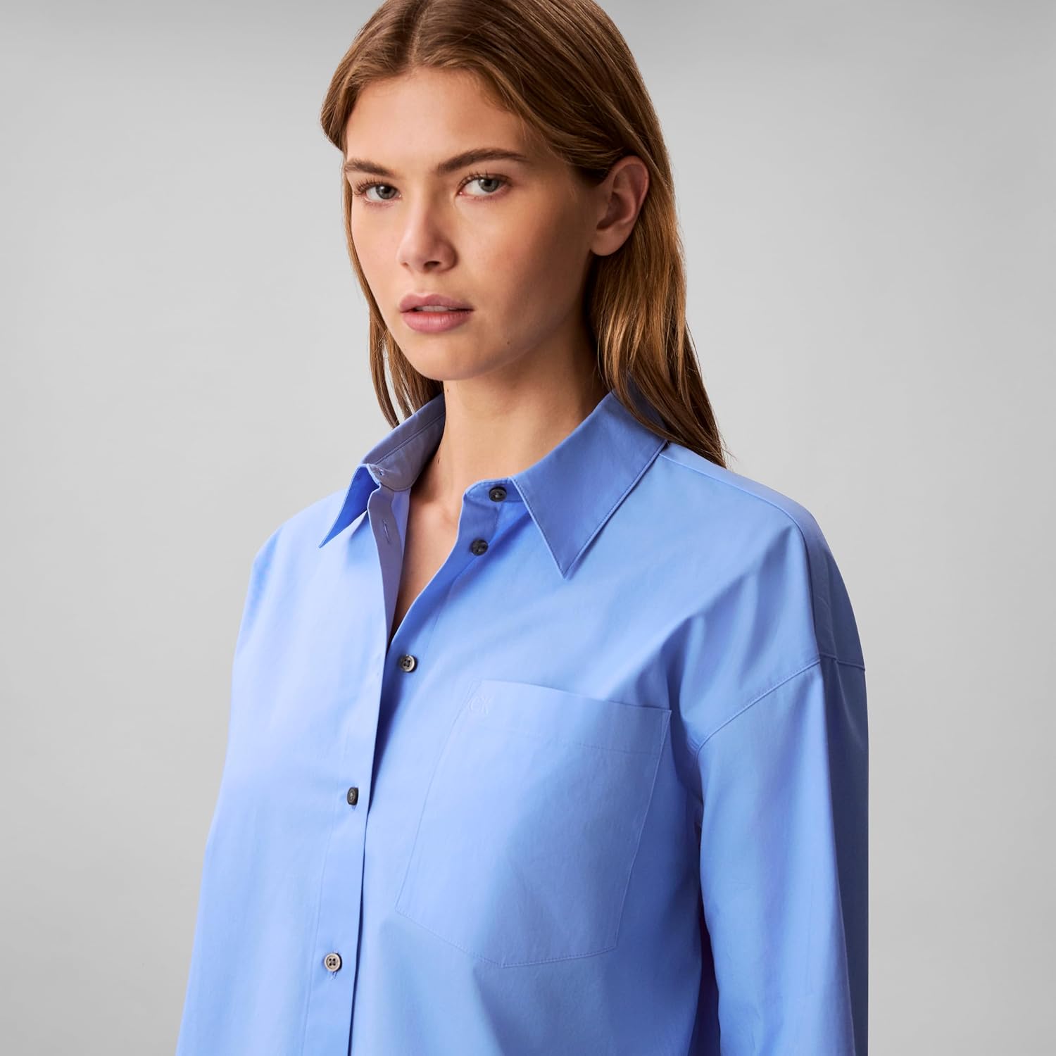 Calvin Klein Women's Cotton Poplin Cropped Shirt