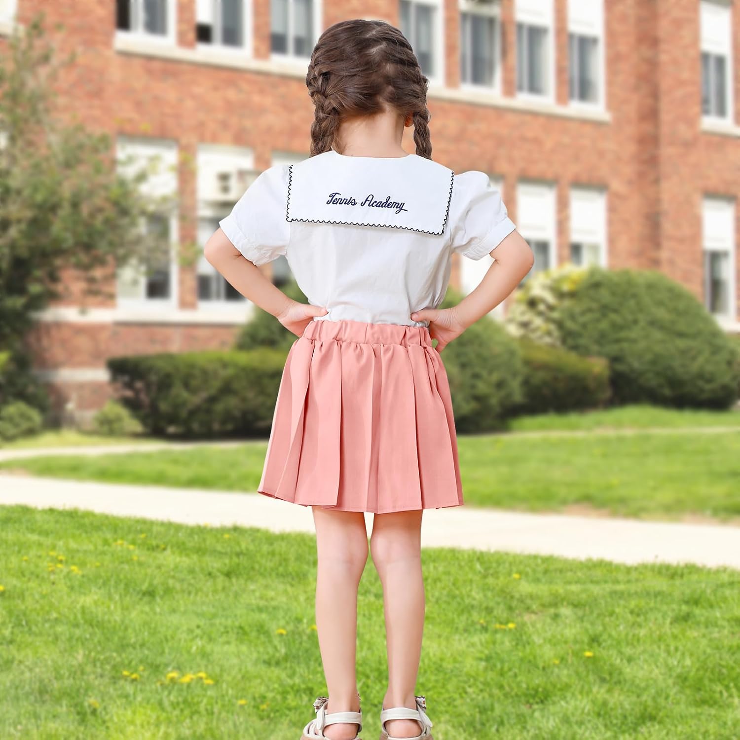 2 Pack Toddler Baby Girls Pleated Skirt Baby Girls Uniform Skirt Built in Shorts Tennis Casual Skorts for Little Kid - Image 3