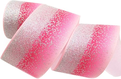 Miniatura 4 de Tvoip Cinta de grogrén de poliéster arcoíris con purpurina de teñido anudado, cintas de grogrén de 1-12 pulgadas x 10 yardas para lazos para el