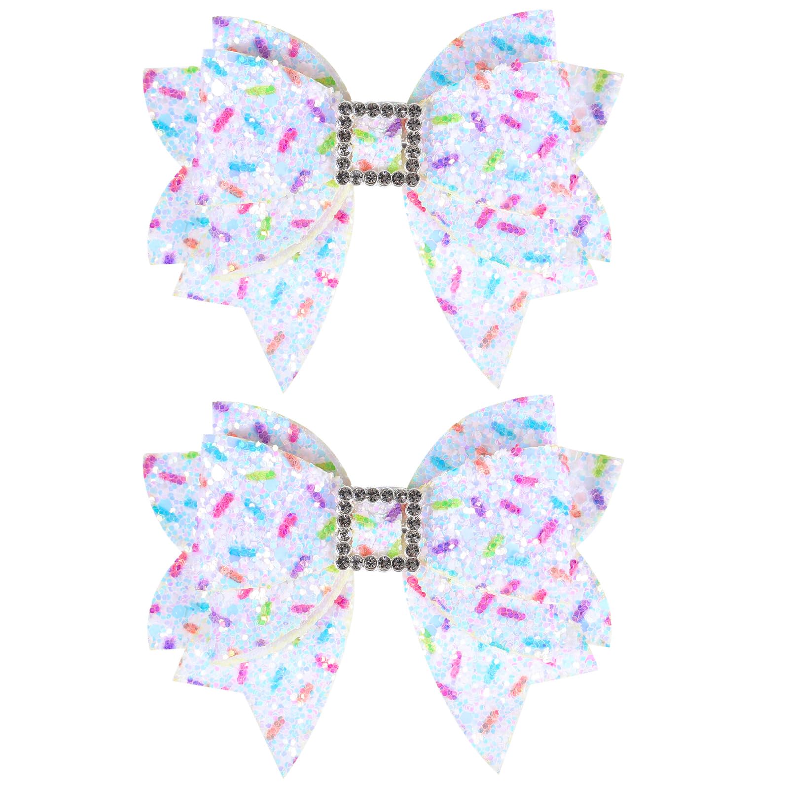 3.5" Glitter Birthday Hair Bow Alligator clips for Girls 1 2 3 4 5 6 Years Sprinkle Decorations Confetti Ice Cream Party dress Accessories for All
