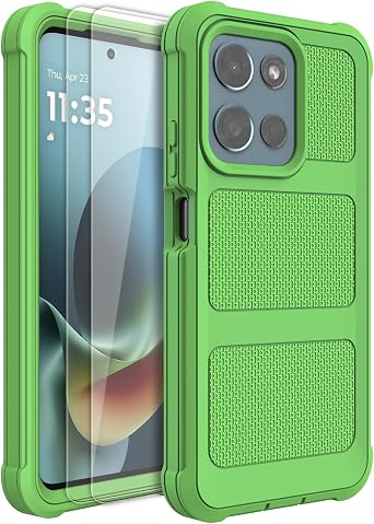 for Motorola Moto G Play 2026 Case, for Moto G 2026/2025 Case with 2 Pack Tempered Glass Screen Protector, Heavy Duty Shockproof Protective Phone Cover Green