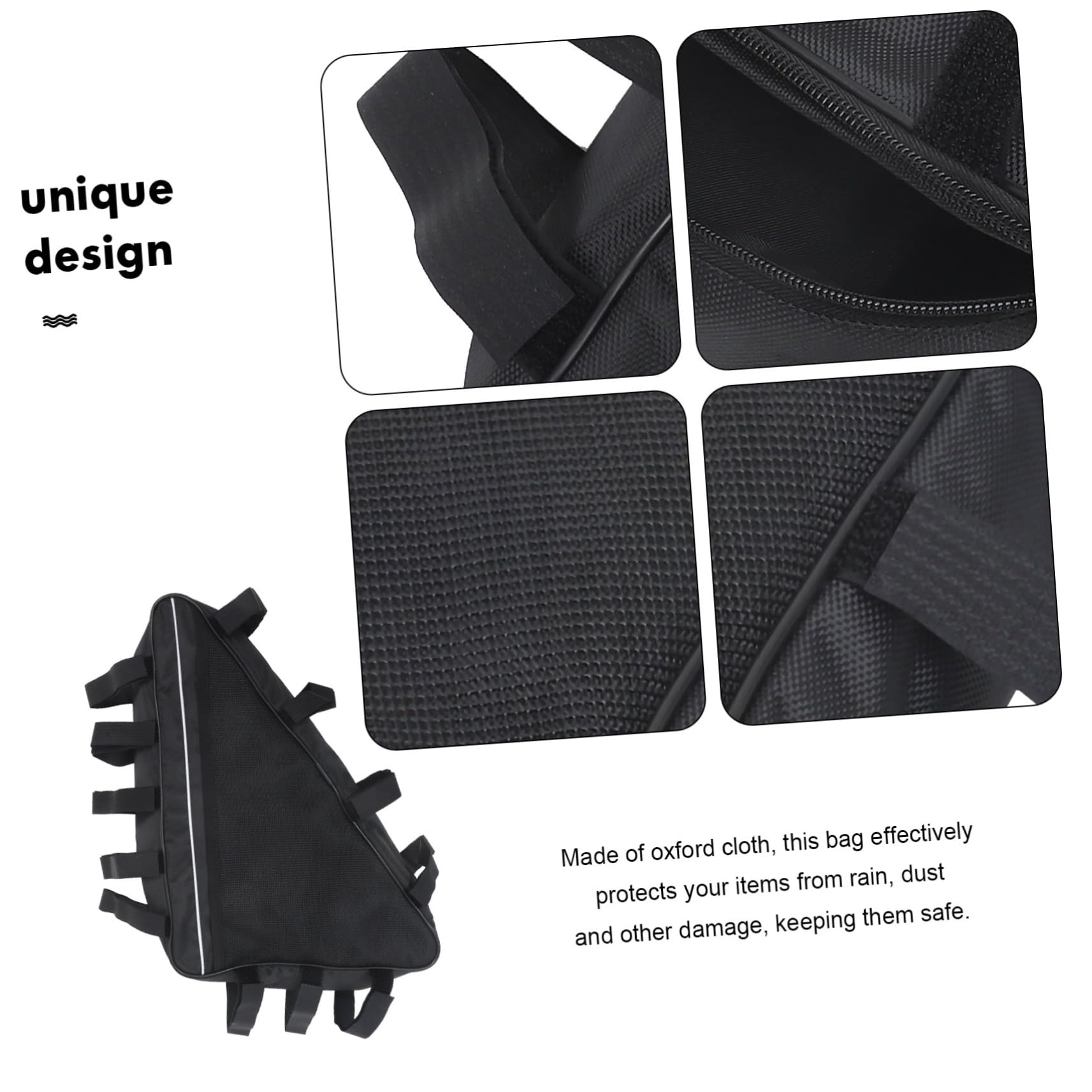 POPETPOP Borsa Triangolare Bici 693-3 Grande Capacità in Oxford Nero | Ciclismo e Campeggio, Resistente All’usura alle Intemperie, Facile Installazione