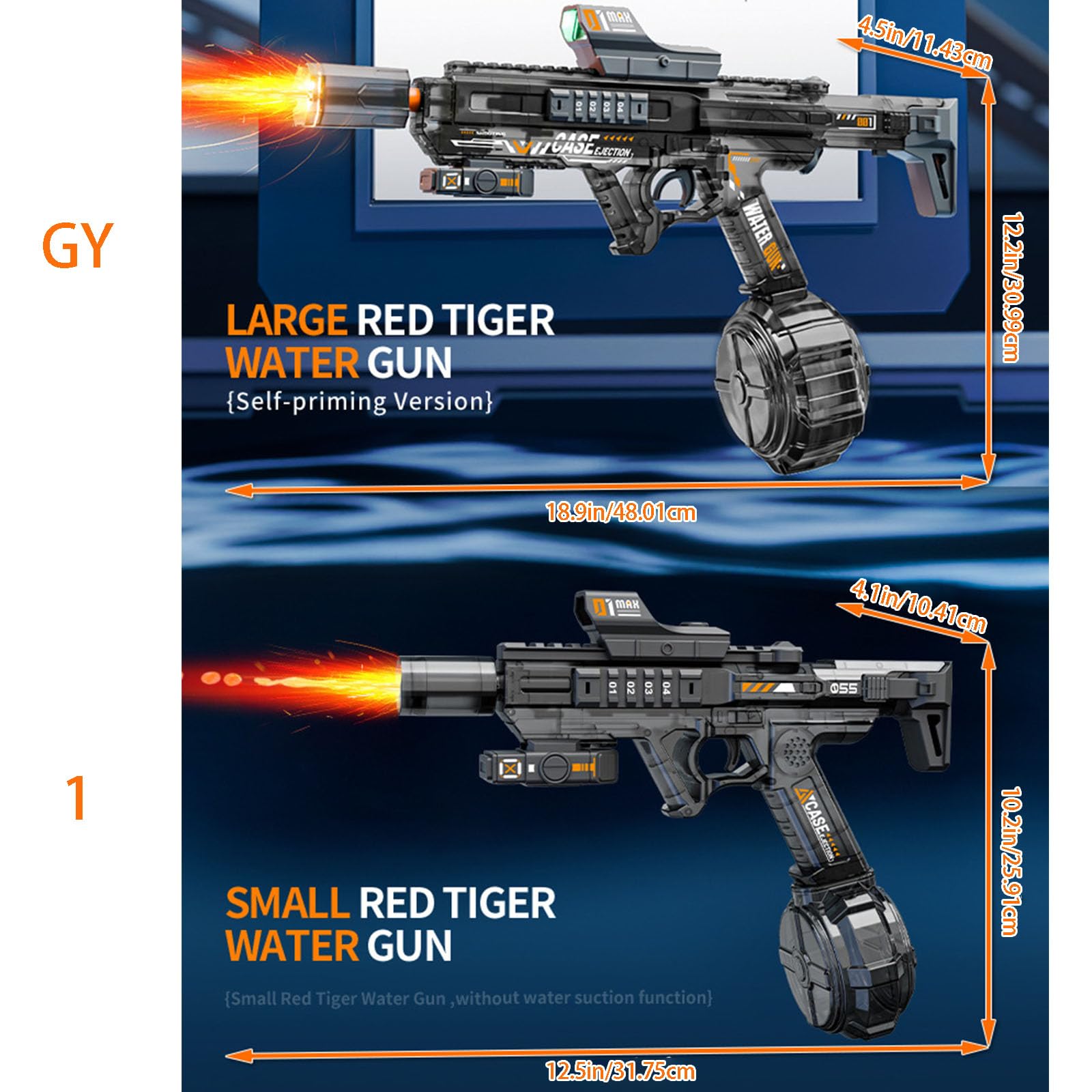 Juguete de Pistolas de Agua de Disparo Continuo con luz Intermitente, Tanques Grandes para diversión en la Piscina en Patio Trasero y Juego de en Agua, Juguete eléctrico para Juegos de