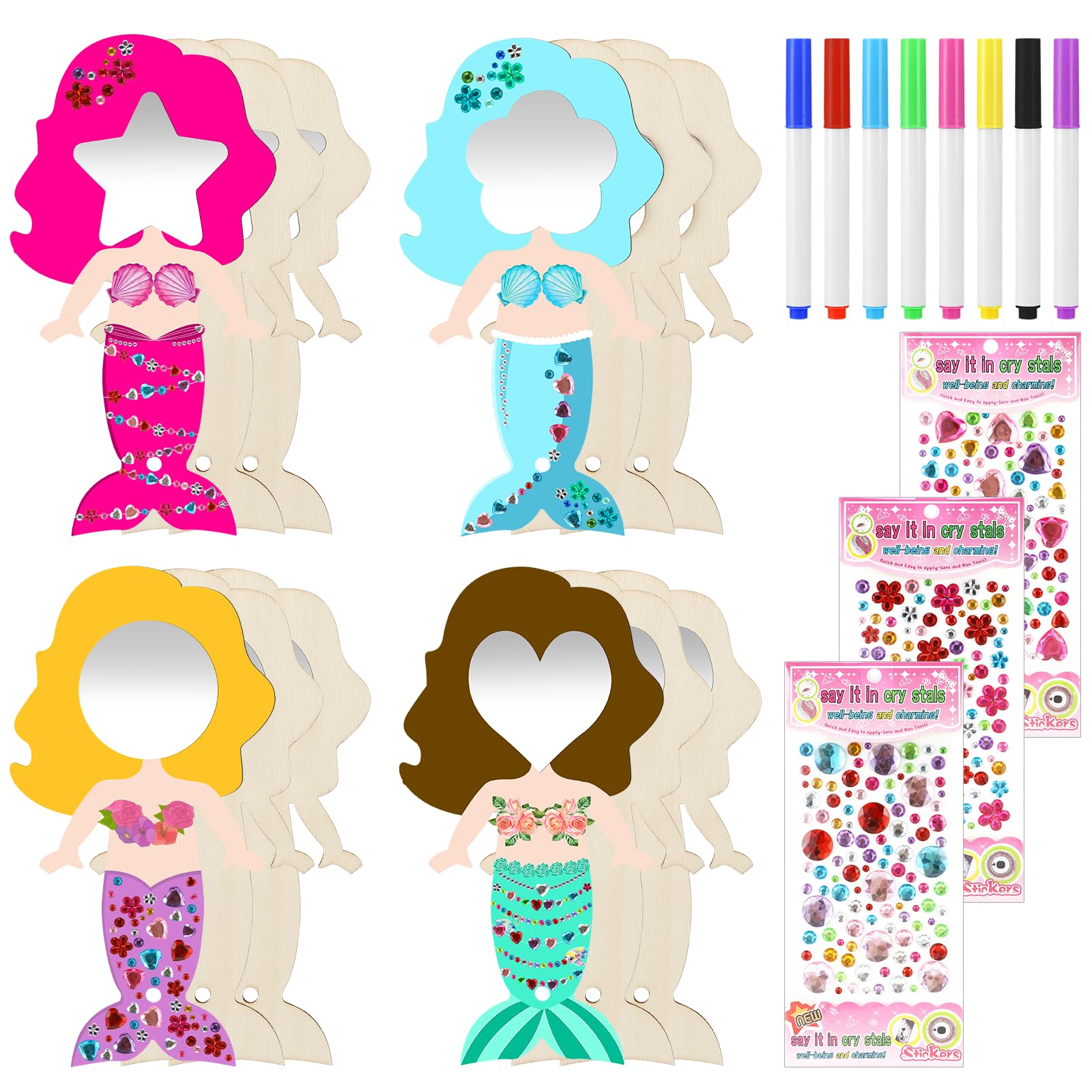 10 Stuks Doe-het-zelf Houten Fotolijsten Met Glitterstenen Sterstickers En Liefdesstickers Kinderfotolijstset Voor Creatief Knutselen