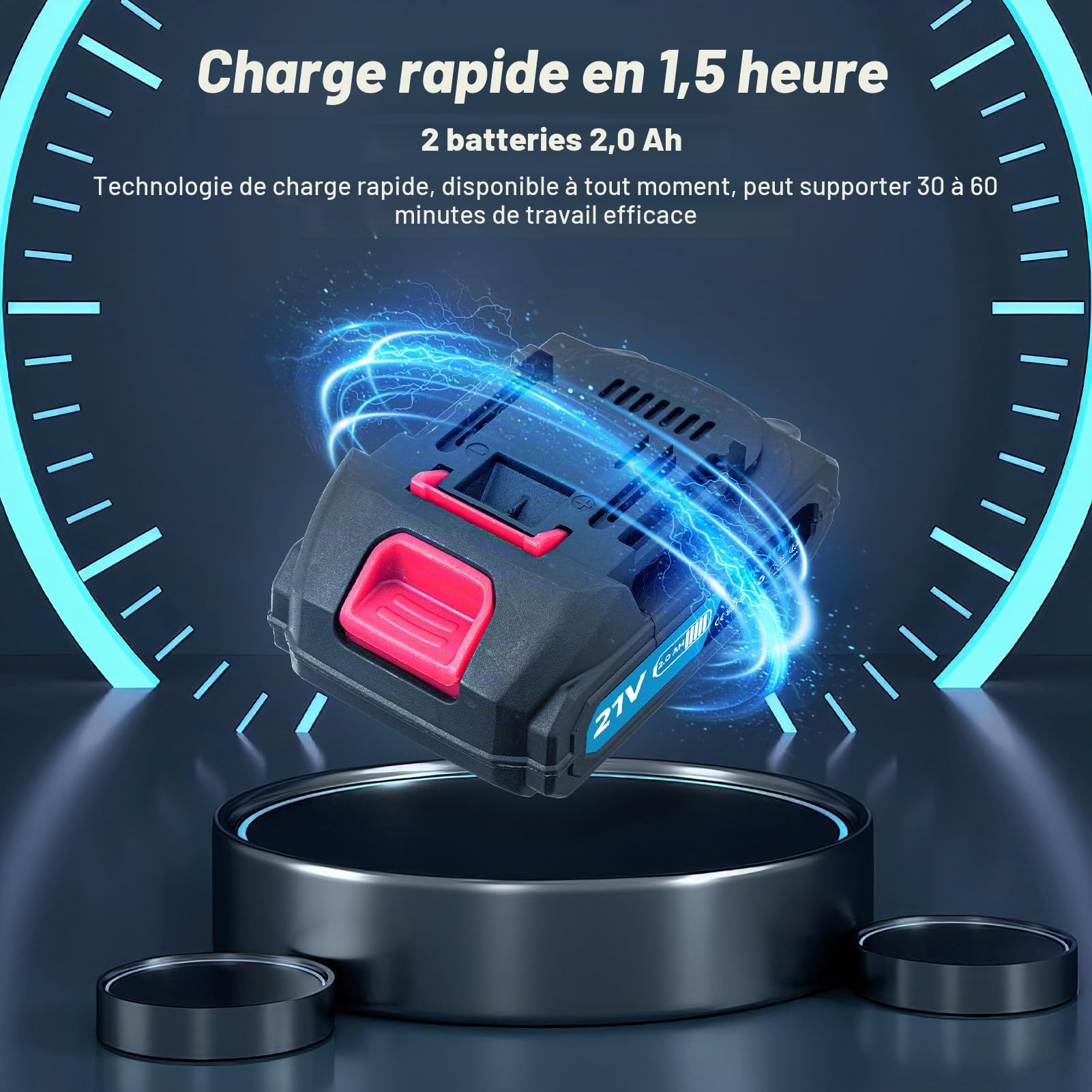 Scie sabre universelle à batterie de 0-4000 tr/min 21V sans fil | Scie réciproque avec éclairage LED et 2 batteries de 2000mAh Chargeur rapide 8 lames de scie pour bois métal PVC pour chantier