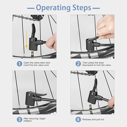 Miniatura 6 de Hycline Bomba de bicicleta con manómetro bomba de piso de bicicleta de 160 PSI - Bombas de aire de alta presión con válvula Schrader y Presta para