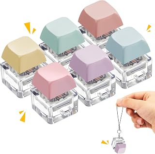6 Pcs Keyboard Fidget Keychain Decompression Toys Finger Keyboard Toy Stress Relief Finger Keyboard Keychain Fidget Button for Adult Gifts to Pass The Boring Time (Classic Style)