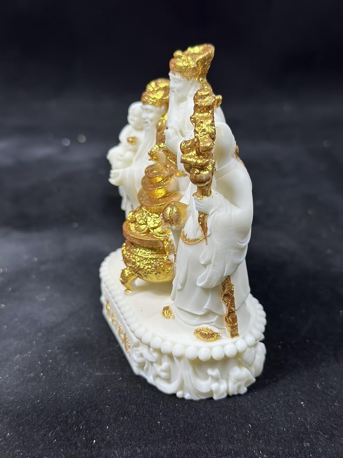 Three Gods Fuk LUK Sau/Fu Lu Shou Statues,Chinese Feng Shui Ornaments Symbol for Happiness, Wealth and Longevity Housewarming Gifts,White