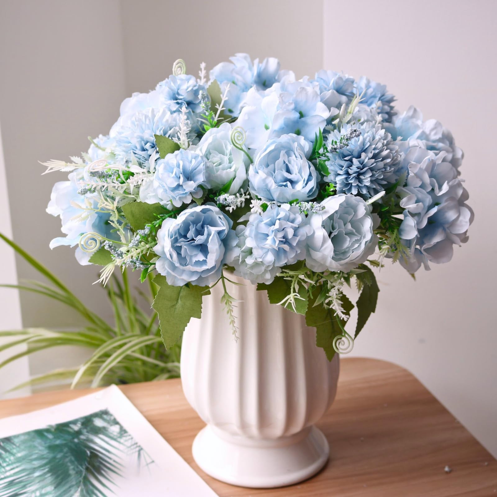 Amazon.com: ASTRYAS Artificial Flowers, 4Pcs Blue Artificial