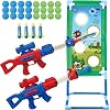 Moving Shooting Targets Game Electric Scoring Target Kids Toy with 2 Popper Guns 24 Foam Balls Outdoor Garden Toys Gifts for Boys Girls