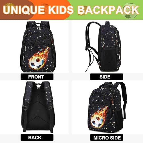 Miniatura 4 de LOIDOU Mochila para niños de fútbol y preescolar, mochila escolar de 16 pulgadas para niños de 3 a 8 años