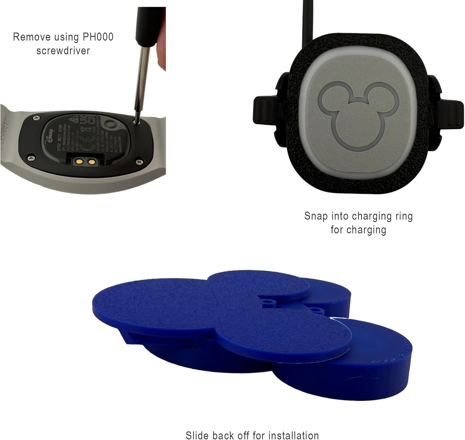 Mouse Magicband+ Compatible Puck Holder. (Black - 2 Pack)