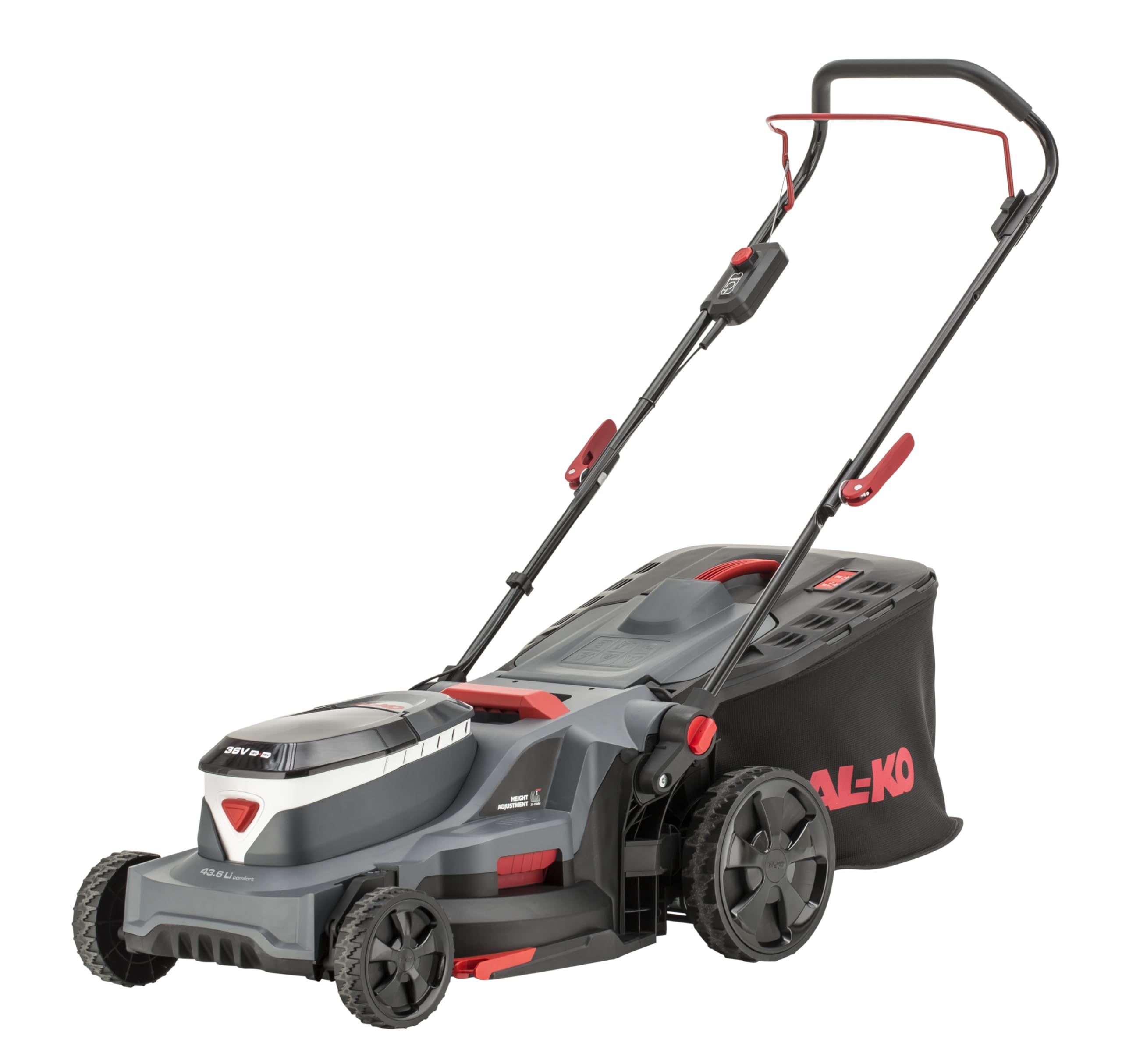 AL-KO Cortacésped inalámbrico 43.6 Li Comfort, Ancho de Corte de 43 cm, Ajuste de Altura de Corte Central, para césped de hasta 650 m², Incluye 2 x 18/36 V (5 Ah/2,5 Ah) y Cargador Doble