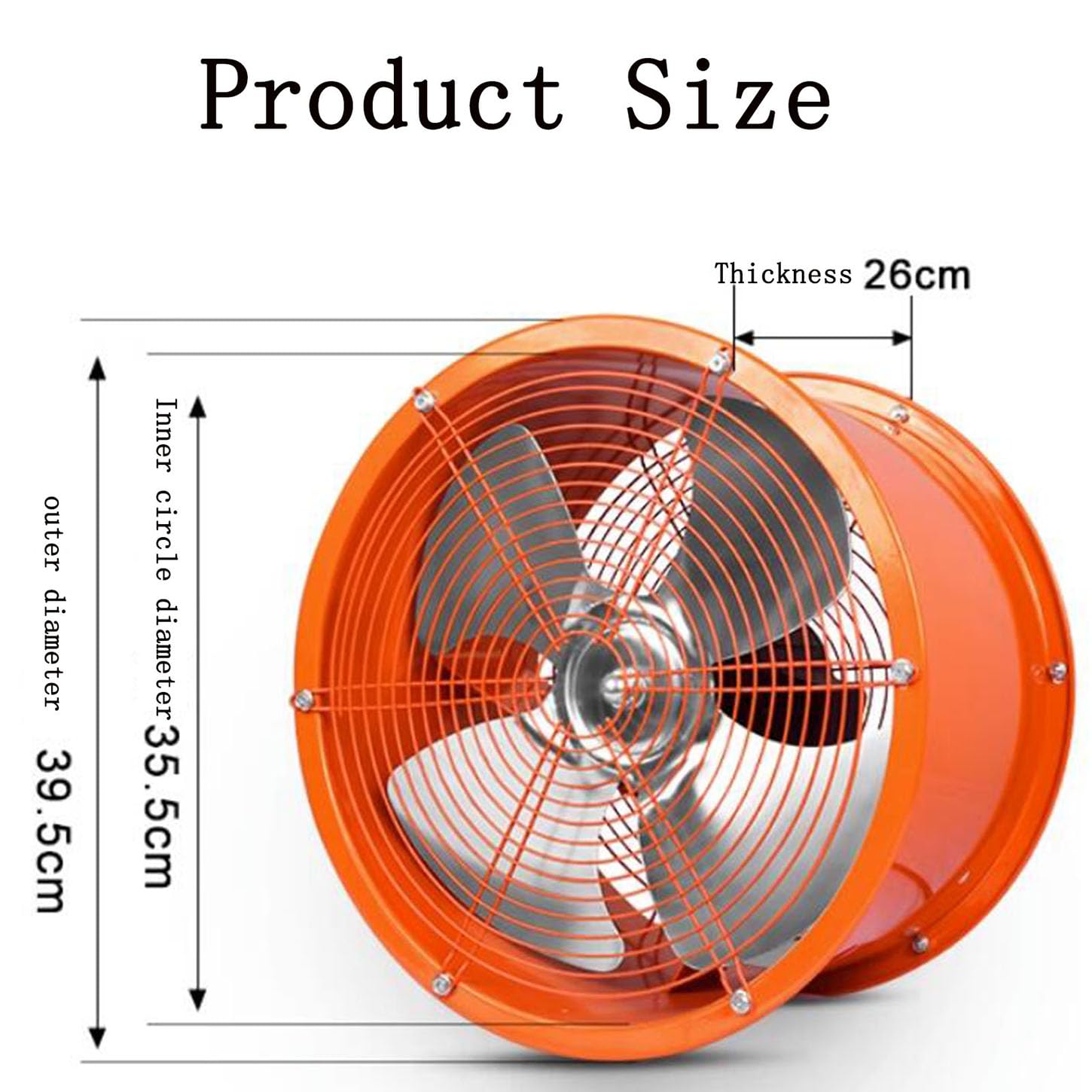 Ventilatore Industriale,Estrattore Aria Assiale per Tubi,Acciaio Inossidabile Aspiratore Bagno,Motore con Doppio Cuscinetto A Sfere,per Cucina,Soffiatore di Scarico,2800 Giri/Min,14 Inches