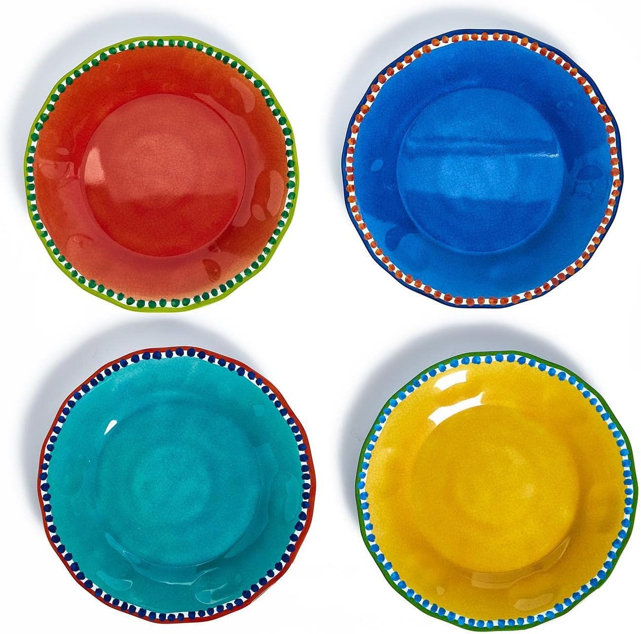 Two's Company Color Play Set of 4 Dinner Plates