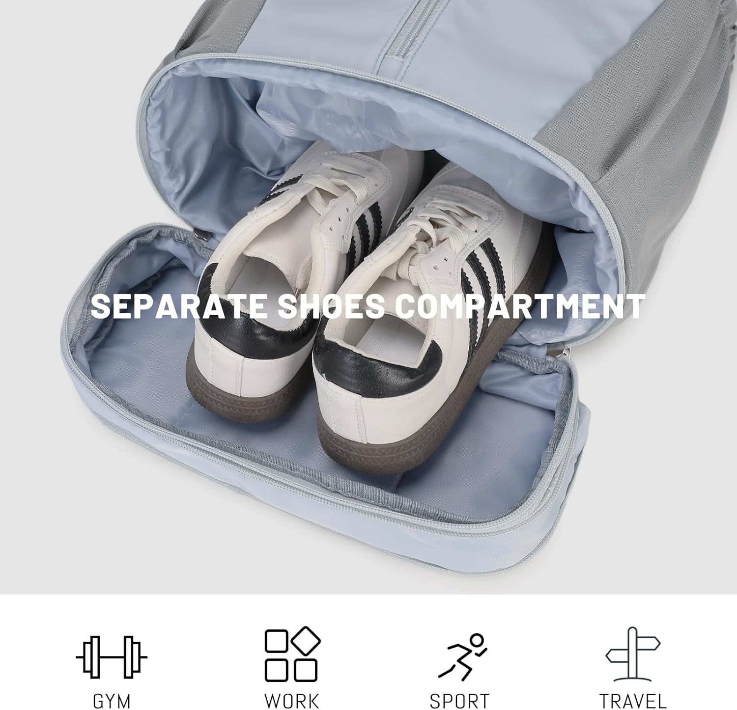 mygreen Gym Drawstring Backpack with Shoe Compartment – Waterproof Sports Bag, Lightweight & Breathable for Gym, Travel, Yoga | Large Capacity, Foldable Design Black - Image 4