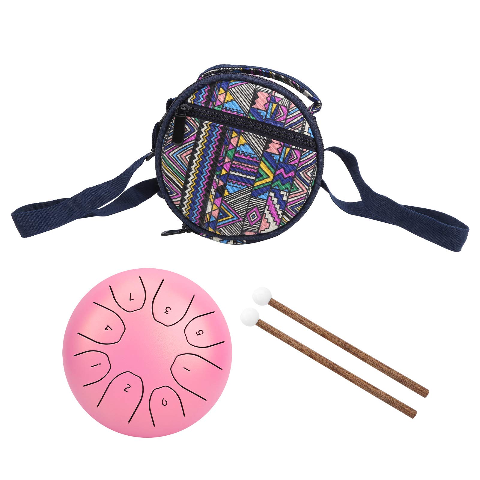 Tamburo Etereo da 5,5 Pollici, Mini Handpan con Lingua in Acciaio, Attrezzatura Musicale Premium per Principianti, Materiale in Acciaio Al Carbonio (Rosa)